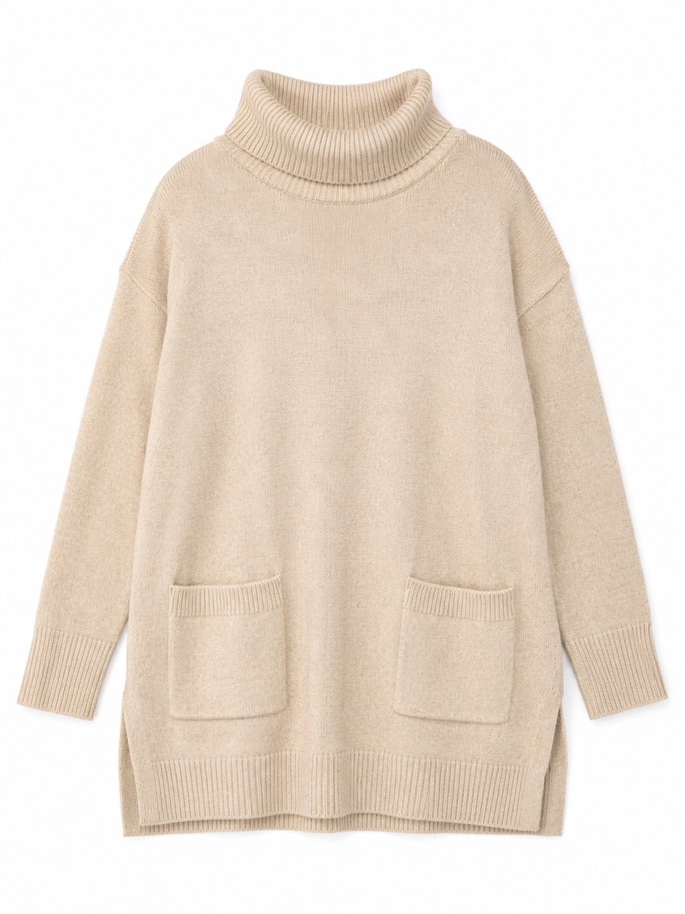 Jeanne Pierre Beige Turtleneck Sweater Tunic – Size Medium